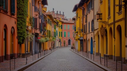 Fototapeta premium Charming Cobblestone Streets of a Historic Italian Town