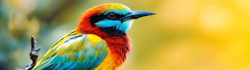 Obraz premium Exotic Bird Perched on Branch, showcasing vibrant plumage and intricate feather details, perfect for wildlife enthusiasts and nature lovers seeking unique imagery.