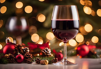 red wine in a christmas atmosphere