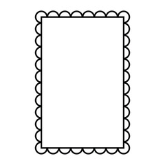 Black Outline Square Frame with Frills  Edges Isolated on White. Zig Zag Wiggly Border.