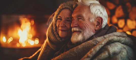 A cozy couple s evening by the fireplace, wrapped in blankets and sharing heartfelt moments