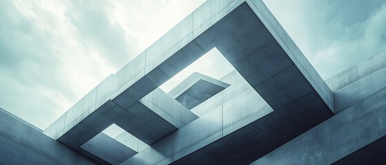 Surreal Architectural Masterpiece   Blending Impossible Angles and Ambiguous Spaces in a Striking Modern Design with Minimalist Concrete and Steel Facade