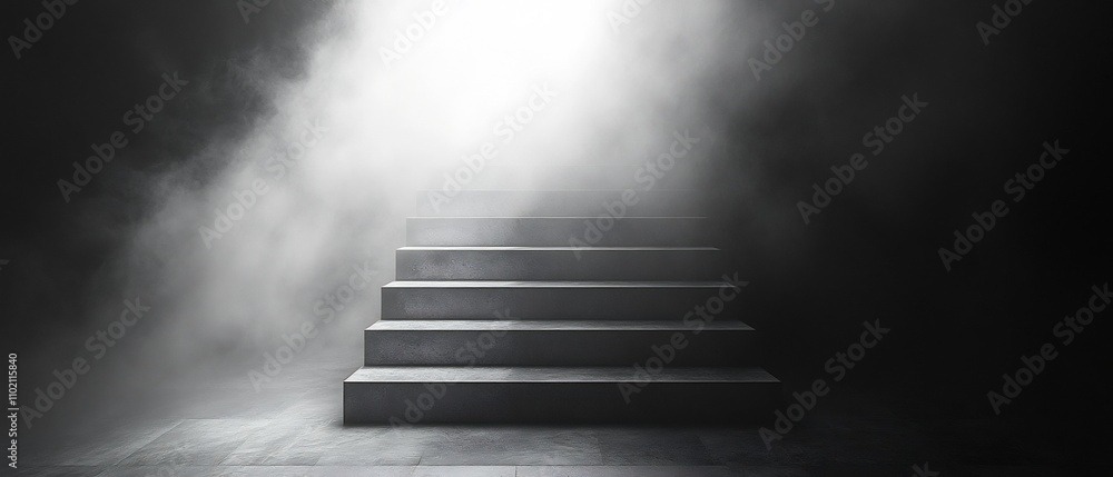 Aufkleber misty stairway to the unknown an ethereal architectural of a liminal space shrouded in soft fog fadi