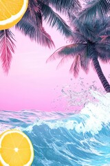 Beach scene with palm tree