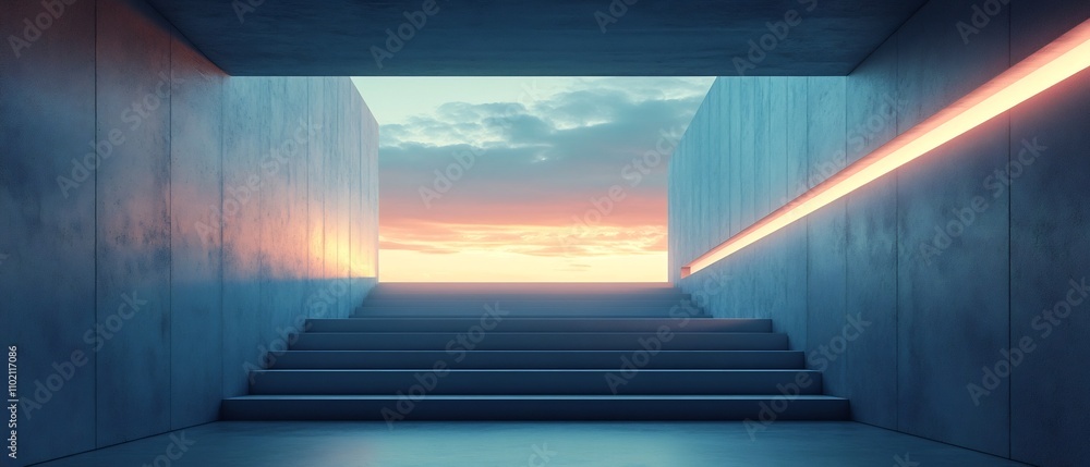 Aufkleber minimalist and enigmatic architectural corridor featuring clean lines striking perspective and atmos