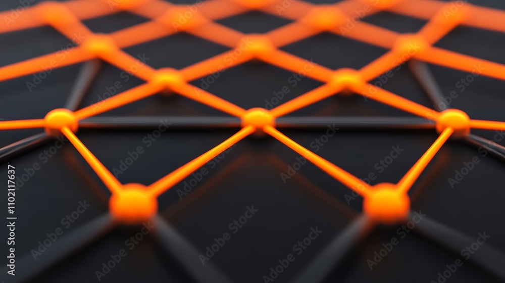 Poster dynamic interplay of orange lines on a textured black surface, closeup view of abstract design and v