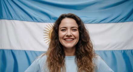 Celebration of argentine pride featuring a smiling woman with flag background