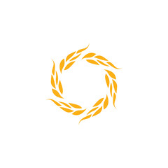 rice circle logo design. Round frame Wheat. Rice and Oat symbol vector.