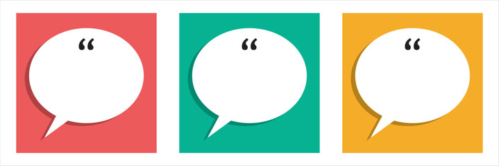 Speech Bubble Quote Template Set. Blank Speech Bubble Frame. Vector illustration. isolated on white background. EPS 10