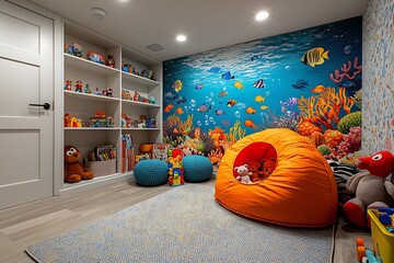 Vibrant and Engaging Underwater Themed Playroom Designed for Kids  Delight and Learning