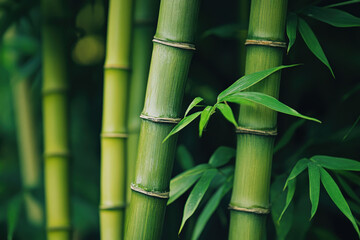 Obraz premium Fresh Green Bamboo Stalks in Nature