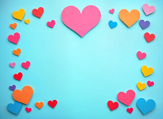 Bordure avec cœurs en papier coloré, message d'amour avec espace vide pour du texte