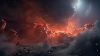 A close-up of a nebula with colorful clouds soft natural light space on the right,generative ai illustration