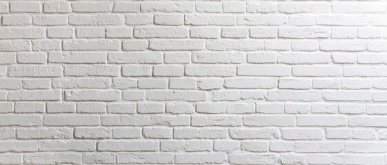 Obraz premium Clean White Brick Wall Background Texture for Minimalist Designs - Symmetrical Layout of Textured Monochromatic Surface Conveys Serenity and Simplicity