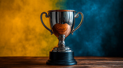 classic trophy, illuminated by sunlight streaming through a window, standing as a symbol of achievement