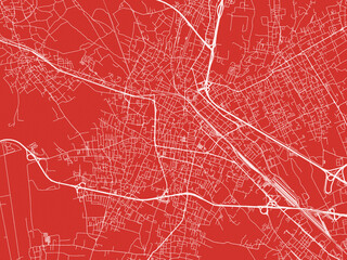 Christmas Map of Gallarate, Italy in Snowy White on Festive Red Background.