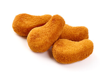 American fast food. Fried Chicken nuggets, isolated on white background.