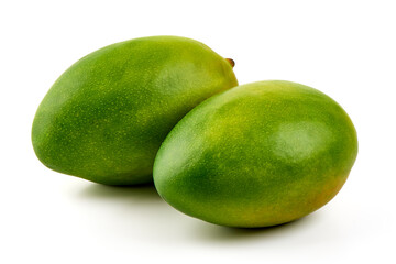 Whole Ripe Mango, isolated on White Background.