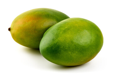 Whole Ripe Mango, isolated on White Background.