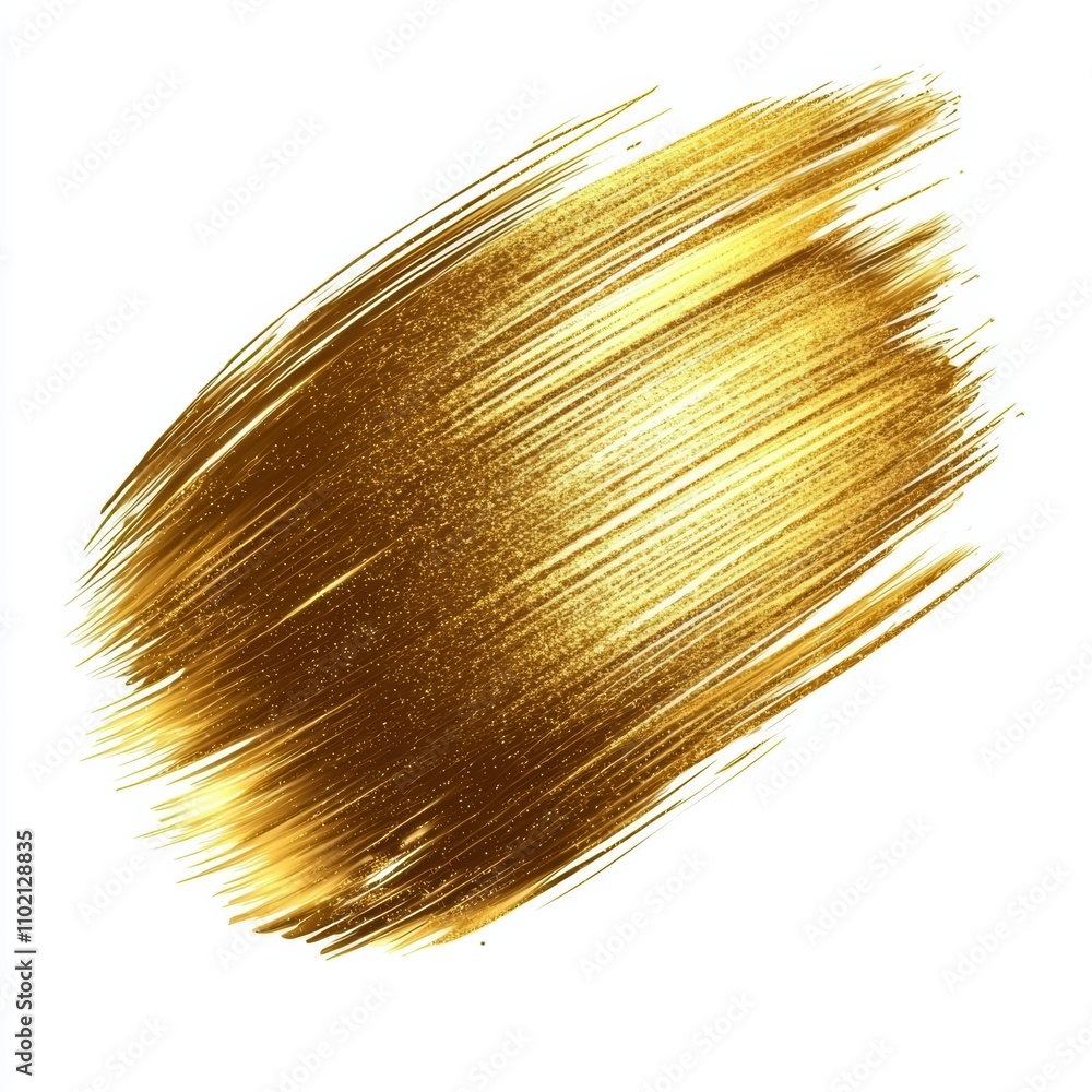 Poster metallic gold brushstroke with dynamic textures and shimmering tones on a white background ideal for