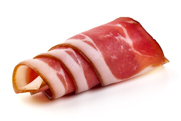 Dry Spanish ham, Jamon Serrano, Iberian ham Isolated on white background.