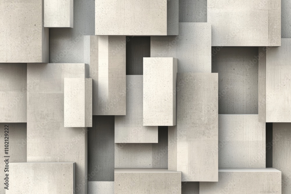 Poster abstract arrangement of textured stone blocks forming a geometric display soft beige tones creating 