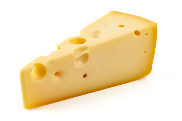 Maasdam cheese, isolated on white background.