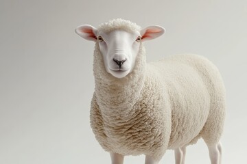 Fototapeta premium Ethereal White Sheep Beauty in Serene Minimalist Setting - Soft, Textured Fleece Closeup for Wool Advertising