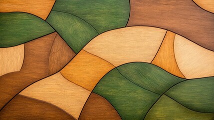 Abstract wood texture background with colorful waves in shades of brown and green, creating a visually striking and harmonious design suitable for various artistic projects.