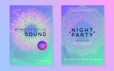 Fototapeta premium Fest Set. Festival Cover. Pink Edm Flyer. Night Club Poster. Music Electro Graphic. Blue Dj Event. Nightclub Beat Invitation. Green Fest Set