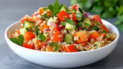 Fresh Quinoa Salad with Colorful Vegetables and Herbs, Perfect for Healthy Meals and Vibrant Dishes Packed with Flavor and Nutrients