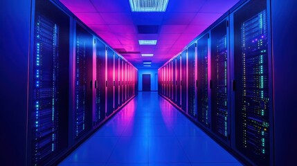 Large-scale data center backup power generator installation: Controlled lighting, wide architectural view, and detailed technological infrastructure in ultra-precise commercial documentation.