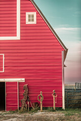 red barn with fence