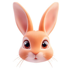 Fototapeta premium 3d cartoon rabbit avatar 3d cartoon pet avatar cute bunny face png brown rabbit character
