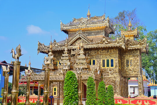 Wat Thai Wattanaram, Golden Temple with Burmese Architecture in Mae Sot City, Tak Province