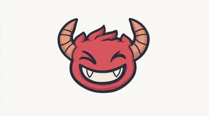 Obraz premium Cartoon Red Demon with Horns and a Cheerful Expression