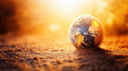 conceptual image of Earth melting under high temperatures, showcasing climate change effects