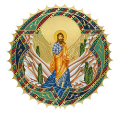 Obraz premium John Baptist. Religious decorative sun- dome. Illustration in Byzantine style isolated