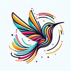 Colorful hummingbird abstract design