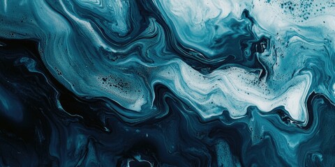 Blue and White Fluid Painting Close Up