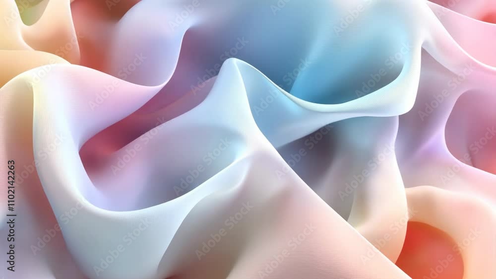 Poster colorful abstract fabric in soft folds featuring light and texture variations at a close perspective