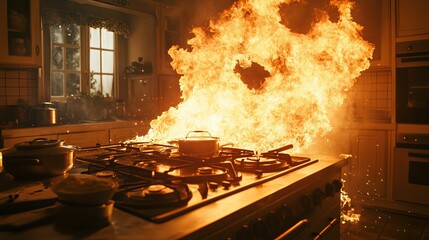 Kitchen Stovetop Fire Engulfed In Fierce Flames