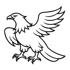 Obraz premium Eagle Bird Vector outline or Line art Black Silhouette isolated on transparent background