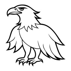 Eagle Bird Vector outline or Line art Black Silhouette isolated on transparent background