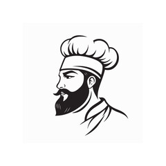 Chef with Beard and Mustache Illustration Mascot Logo Design Vector isolated on white background.