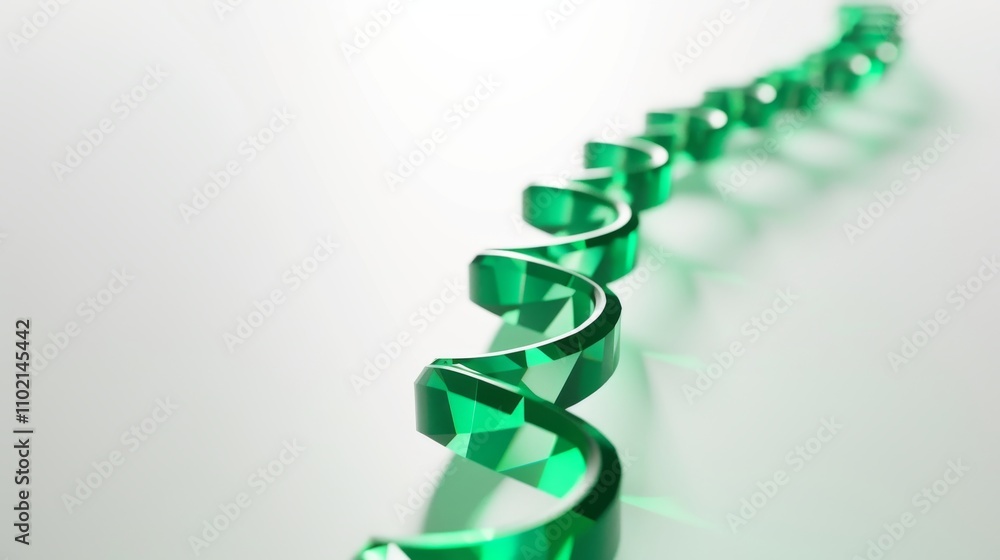 Aufkleber a futuristic 3d render of a geometric green spiral with a reflective surface. the abstract and sleek
