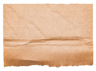 Isolated cut out torn piece of brown corrugated cardboard with texture and copy space for text, transparent png background design element
