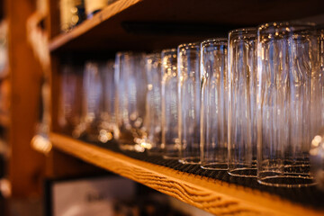 glasses behind bar