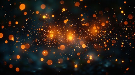 Fototapeta premium Mesmerizing golden bokeh lights on a dark background creating a dreamy atmosphere