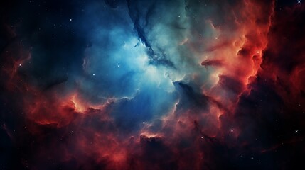 Fototapeta premium A nebula with vibrant colors in space ambient light space on the left,generative ai illustration